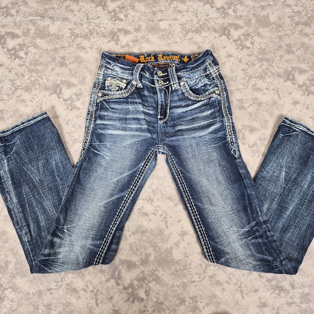 Rock Revival Lizbeth Bootcut Jeans Womens 23 Mcbling Y2K Indie Sleaze 90s Grunge